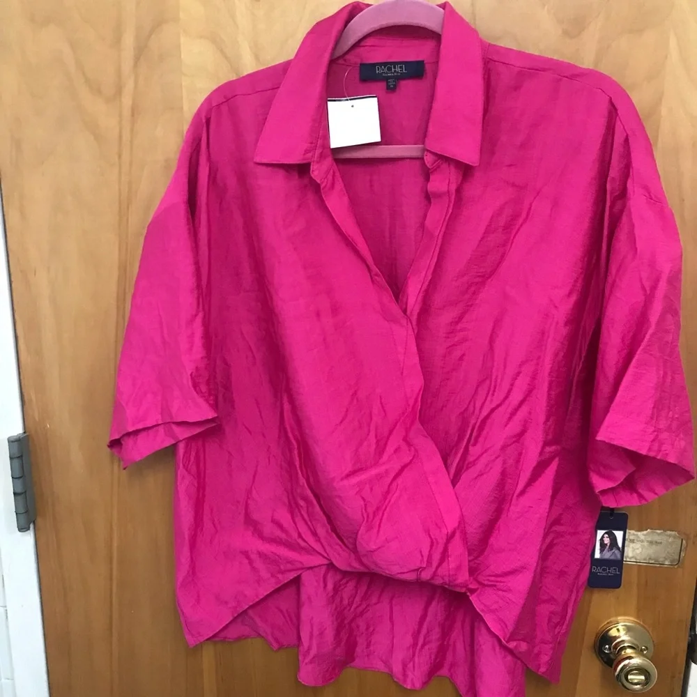RACHEL Rachel Roy Fuchsia High-Low Wrap Top sz XL nwt - Picture 3 of 11
